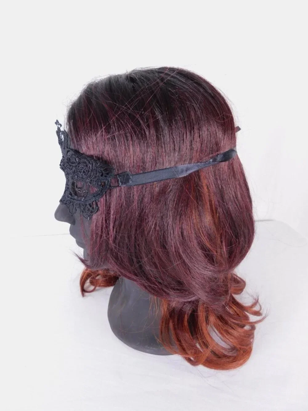 Mask Headpiece Womens One Size Black Lace Floral Embroidered Party Formal